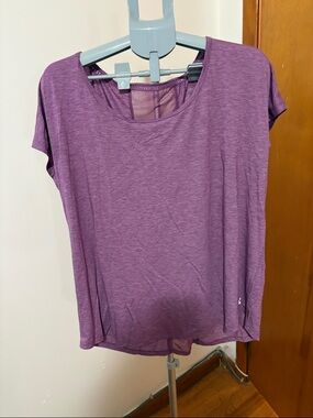 Active USA Women's Heathered Purple Scoop Neck Performance Tee
